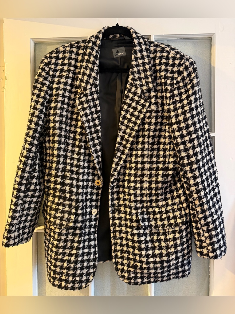 Vintage Liz Wear Black & White Houndstooth Women's Blazer Jacket